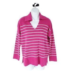 Philosophy Pink Collared Striped Warm cozy sweater